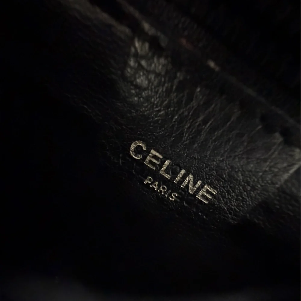 Celine Leather Crossbody Shoulder Bag Black with Tan Trim - Picture 12 of 13